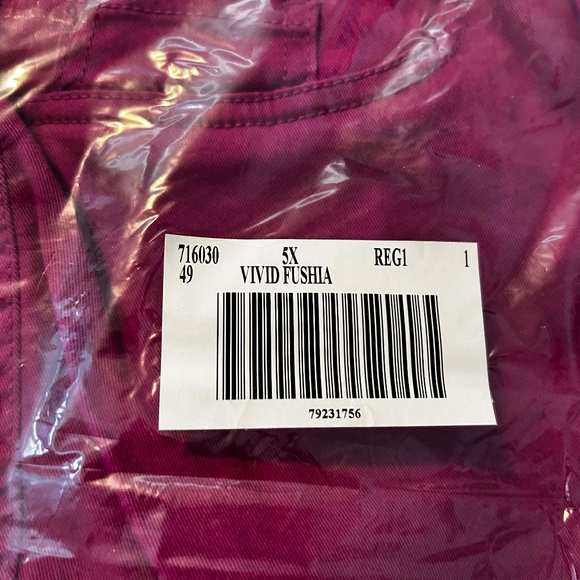CAPRI JEGGINGS, VIVID FUSCHIA, SIZE 5X, PULL ON, 3 POCKETS, COTTON/SPANDEX, HEM - Picture 3 of 16